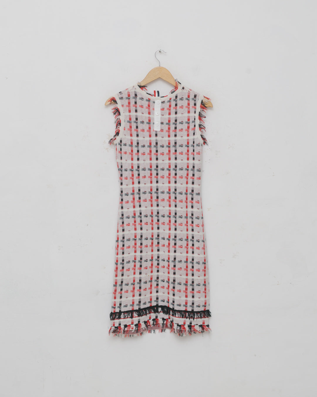 Thom Browne Sleeveless Fringe Detail Knit Dress