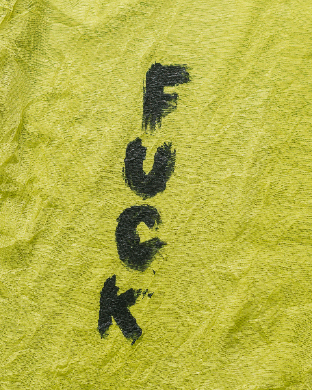 Upcycled ‘Fuck Society’ Chartreuse Mini Dress