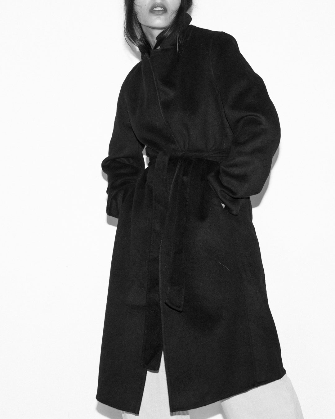 Vera Wang Minimalist Belted Wool Coat