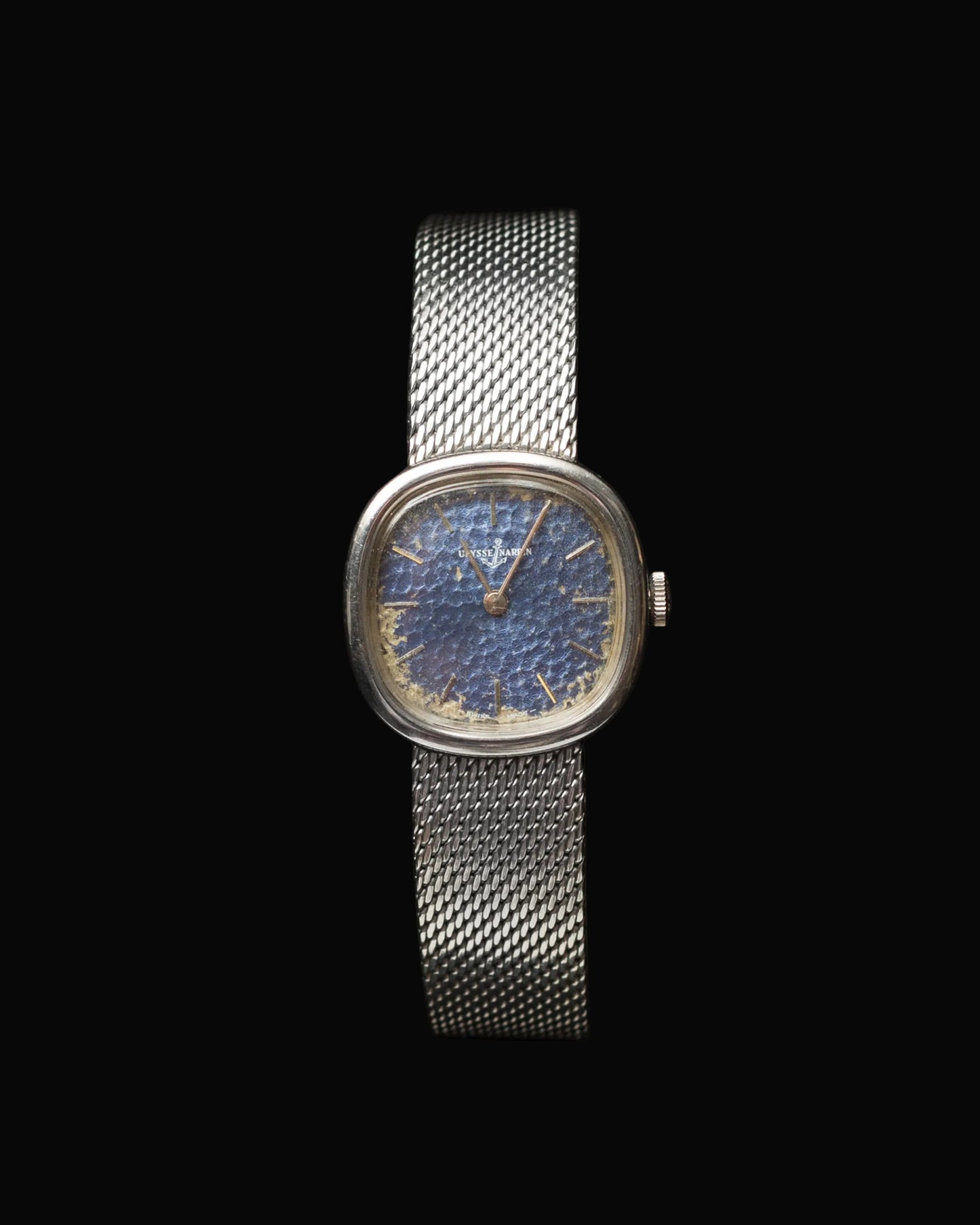 Rare 70s Ulysse Nardin Hand Wound Hammered Dial