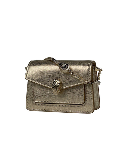 BVLGARI Serpenti Forever Micro Snake Leather Shoulder Bag in Gold