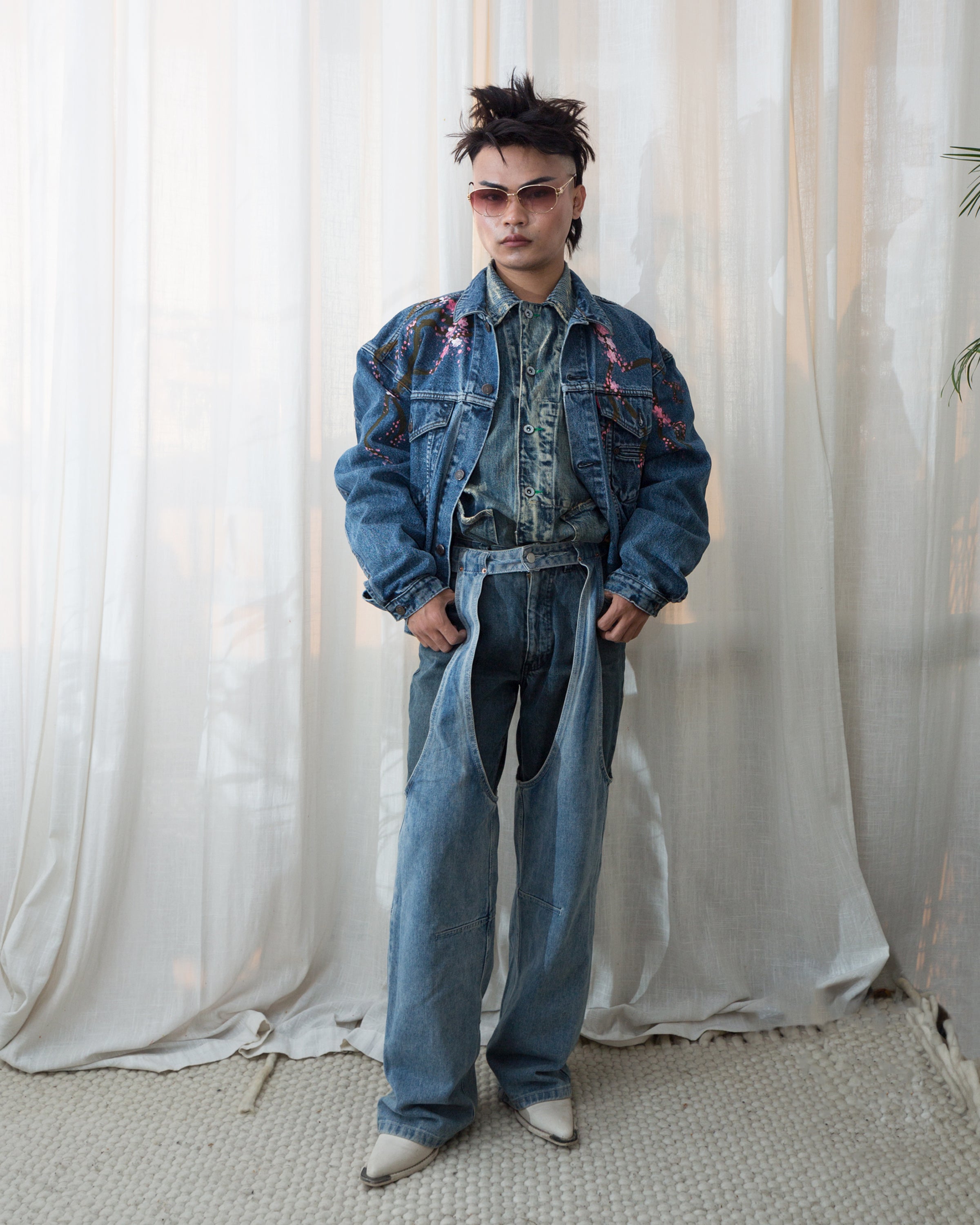 Handpainted Sakura Vintage Denim Levi’s Jacket