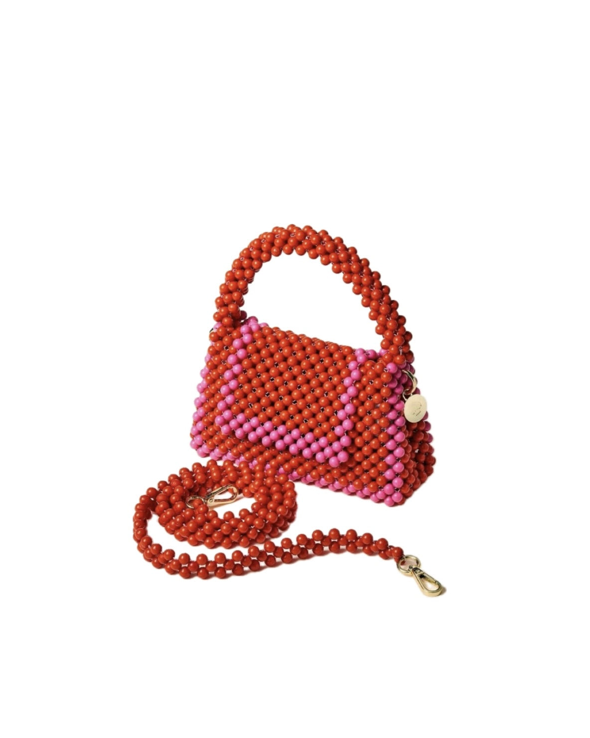 Chic Kate Spade Red & Pink Beaded Canvas 2-Way Handbag - Pre-loved Fashion