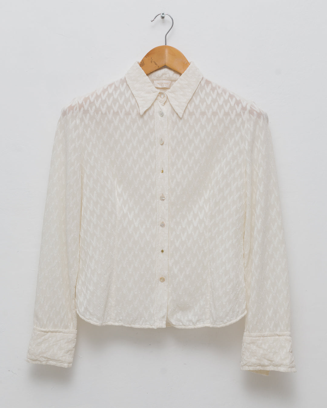 90s Vintage Valentino Silk Self Patterned Button Down