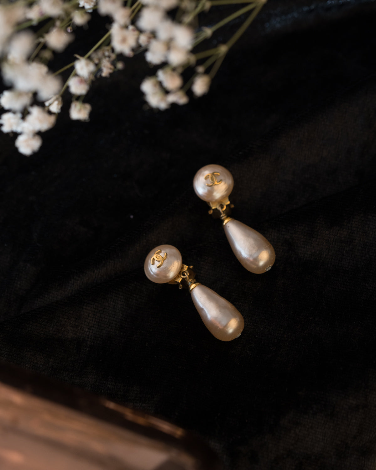Vintage Chanel CC Pearl Earrings