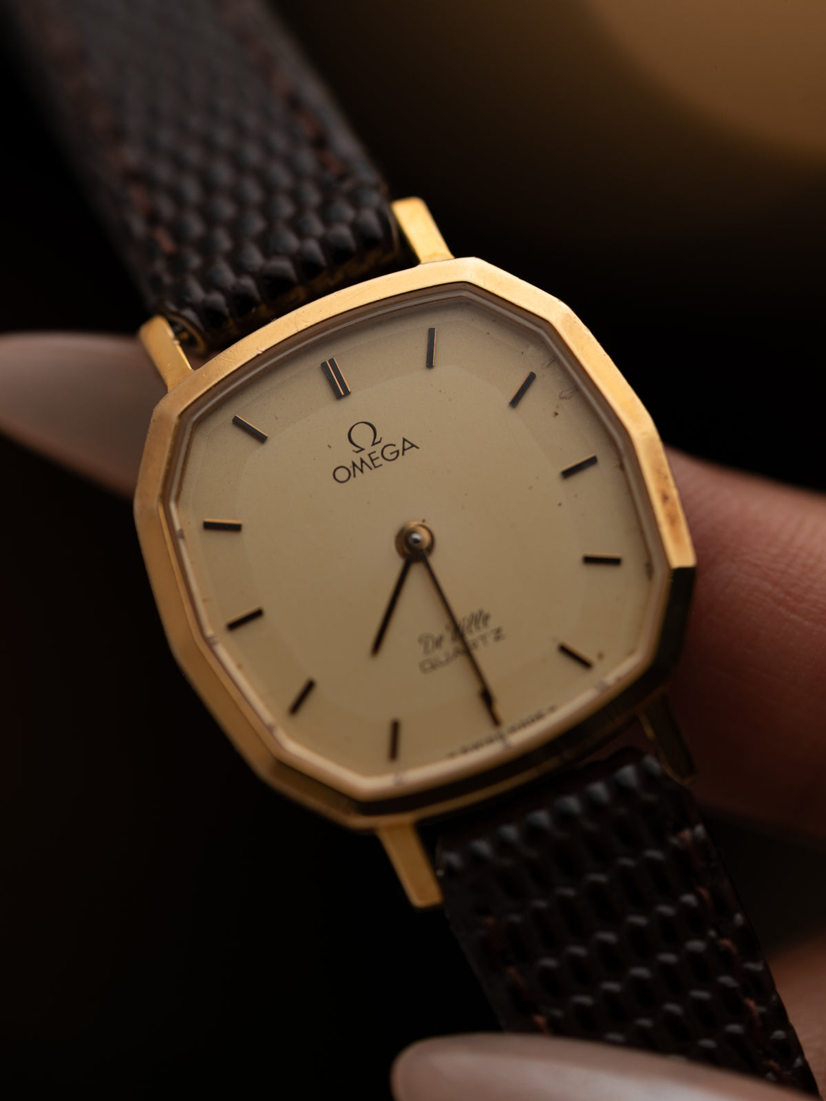 1980s Vintage Omega De Ville Faceted