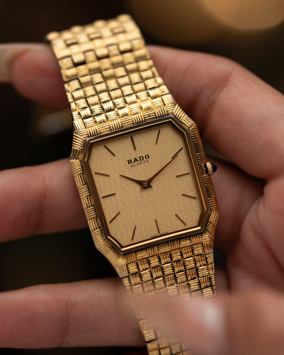 1980s Vintage Rado Gangster Basket-Weave