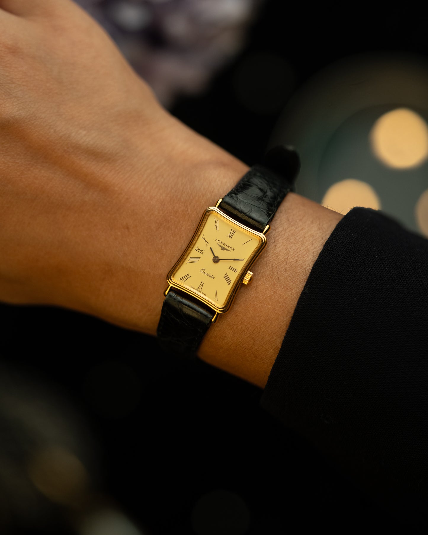 1980s Vintage Longines Skewed Tank