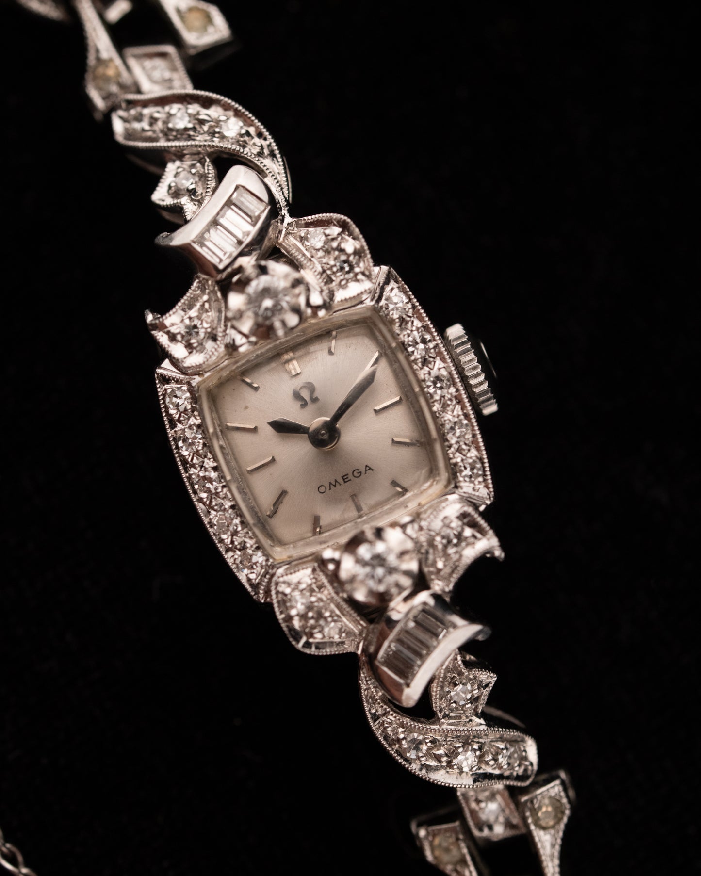 1950s Vintage Omega Cushion Case in 14k WG