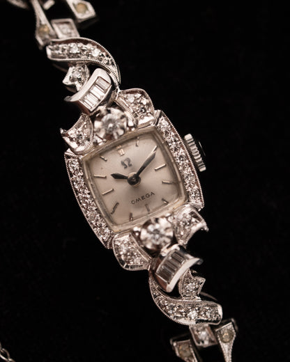 1950s Vintage Omega Cushion Case in 14k WG