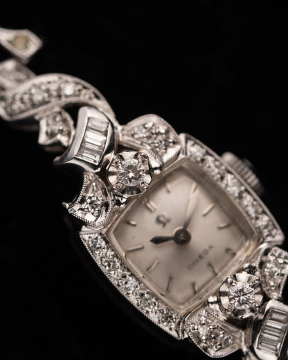 1950s Vintage Omega Cushion Case in 14k WG