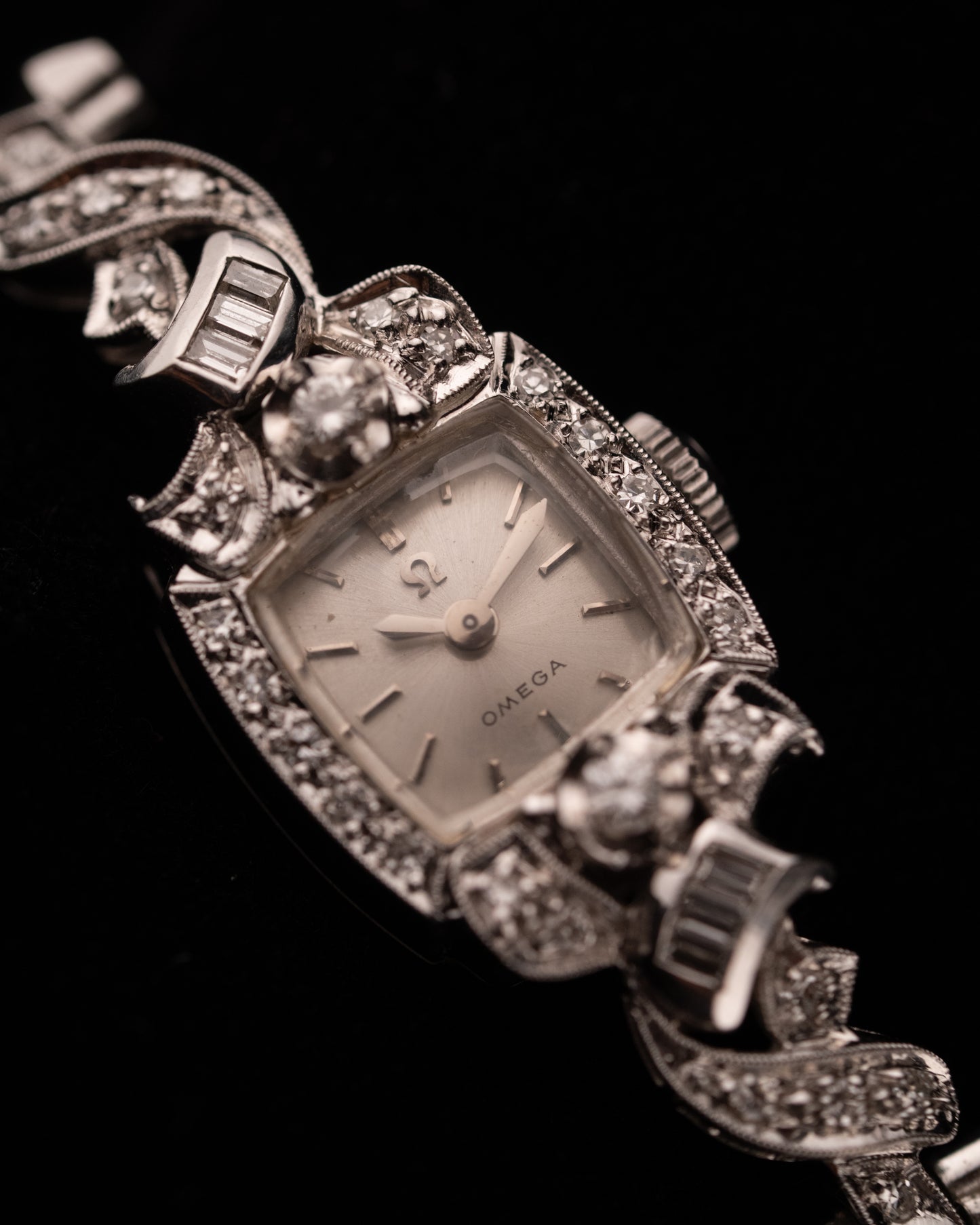 1950s Vintage Omega Cushion Case in 14k WG