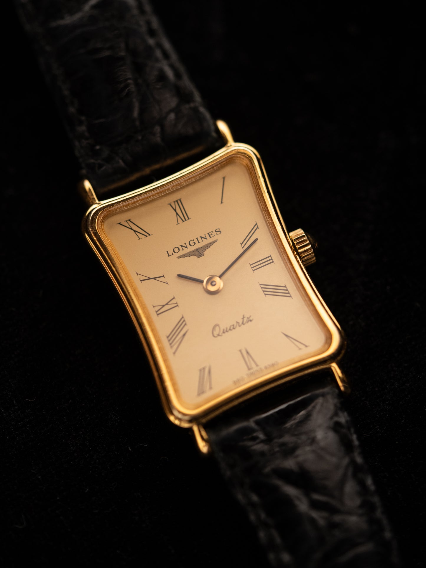 1980s Vintage Longines Skewed Tank