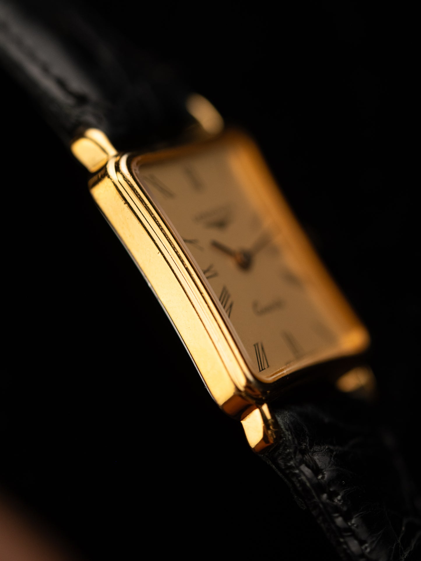 1980s Vintage Longines Skewed Tank