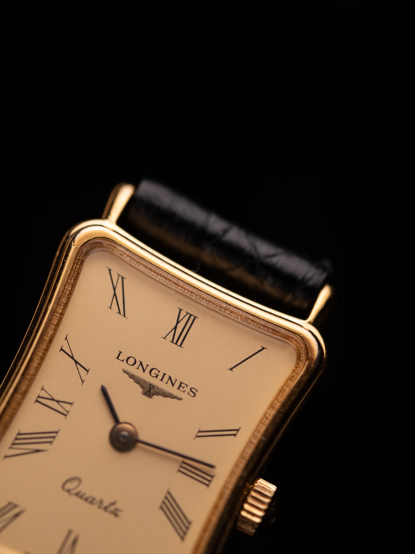 1980s Vintage Longines Skewed Tank