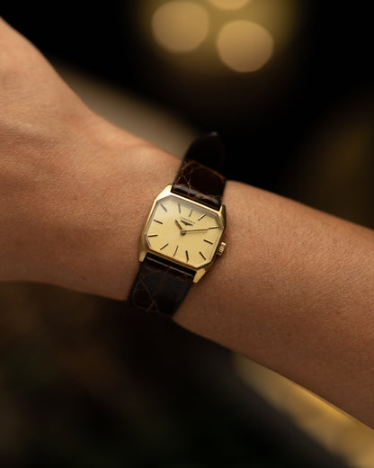 1970s Vintage Longines Faceted Cushion