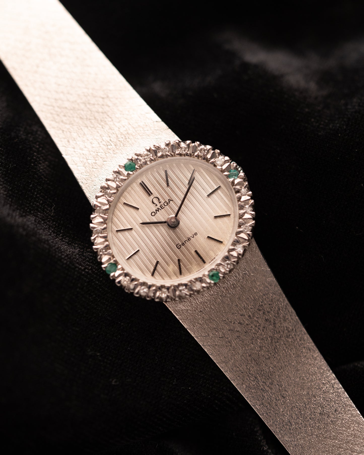 1970s Omega Diamond & Emerald Bezel
