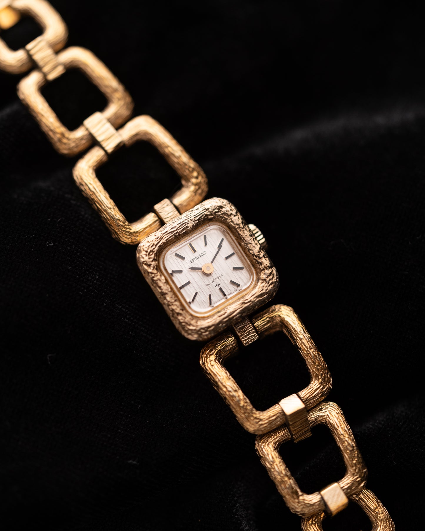 1970s Seiko Textured Square Link Bracelet