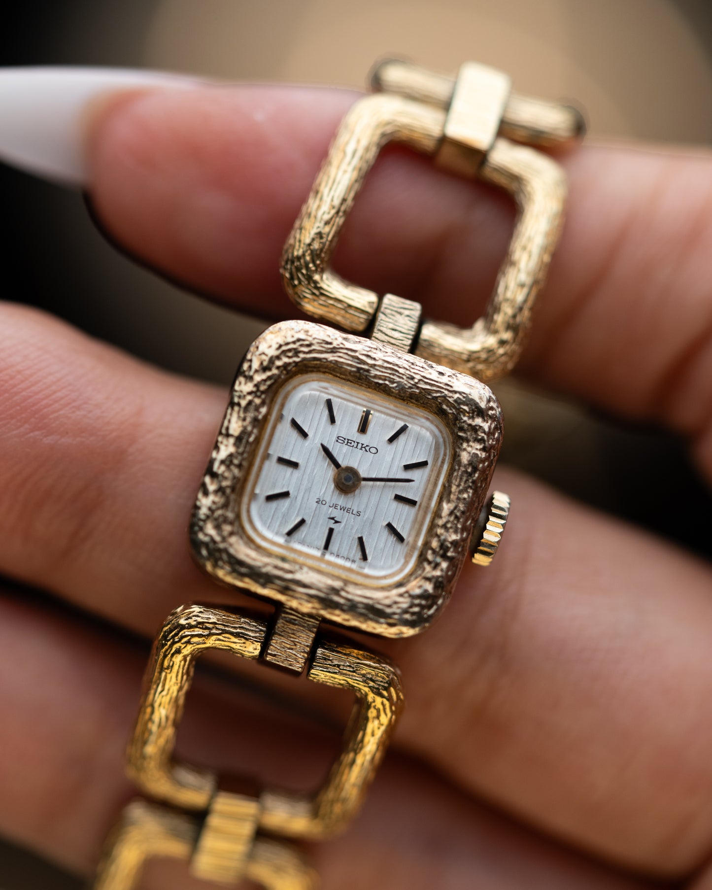 1970s Seiko Textured Square Link Bracelet