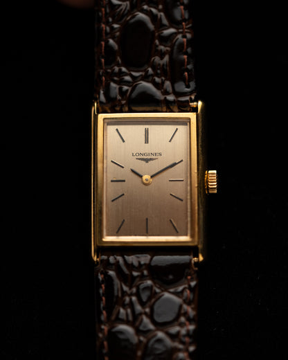 1970s Vintage Longines Gold Rectangle
