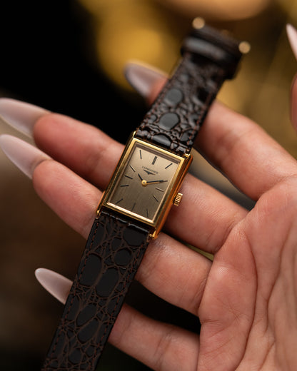 1970s Vintage Longines Gold Rectangle