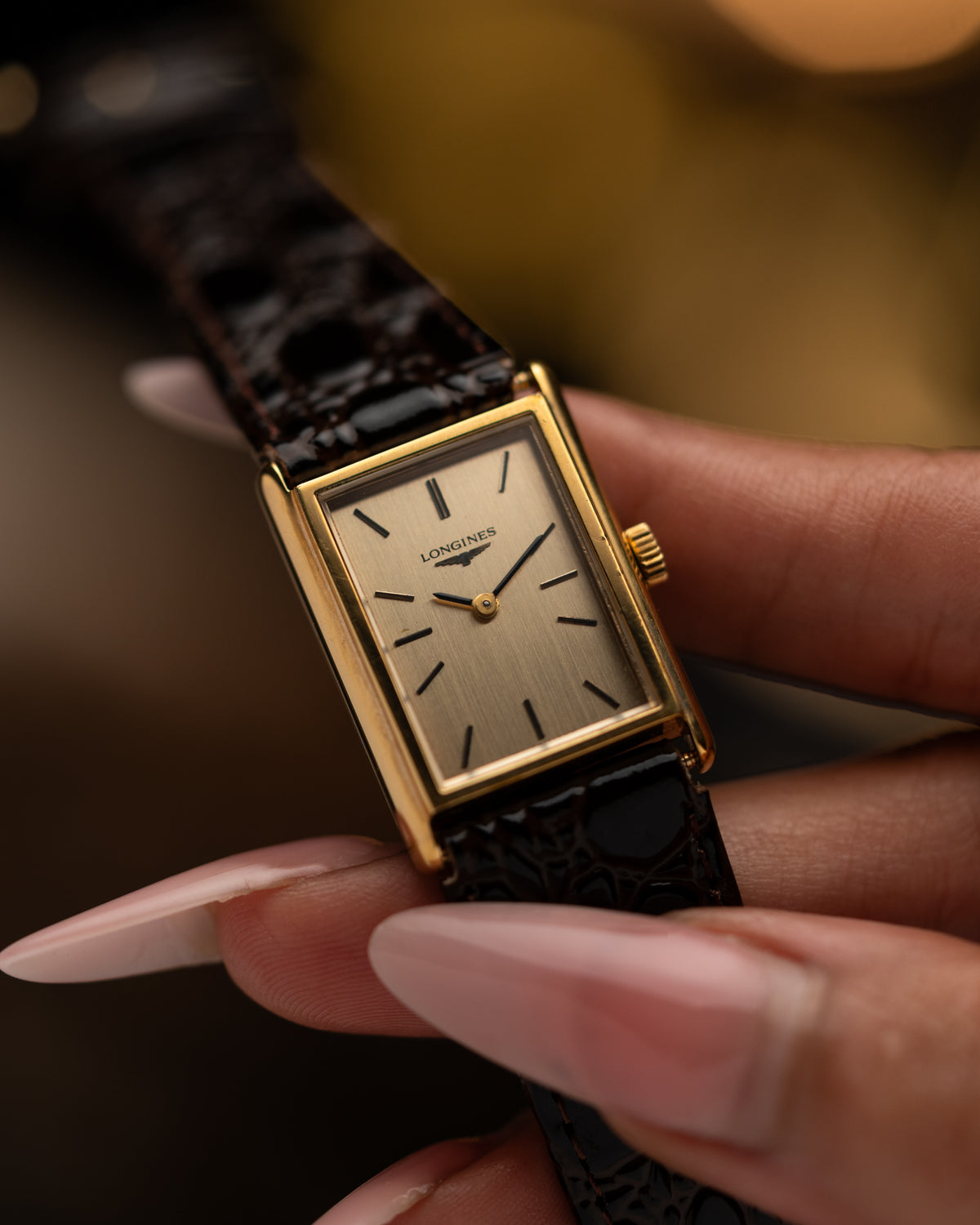 1970s Vintage Longines Gold Rectangle