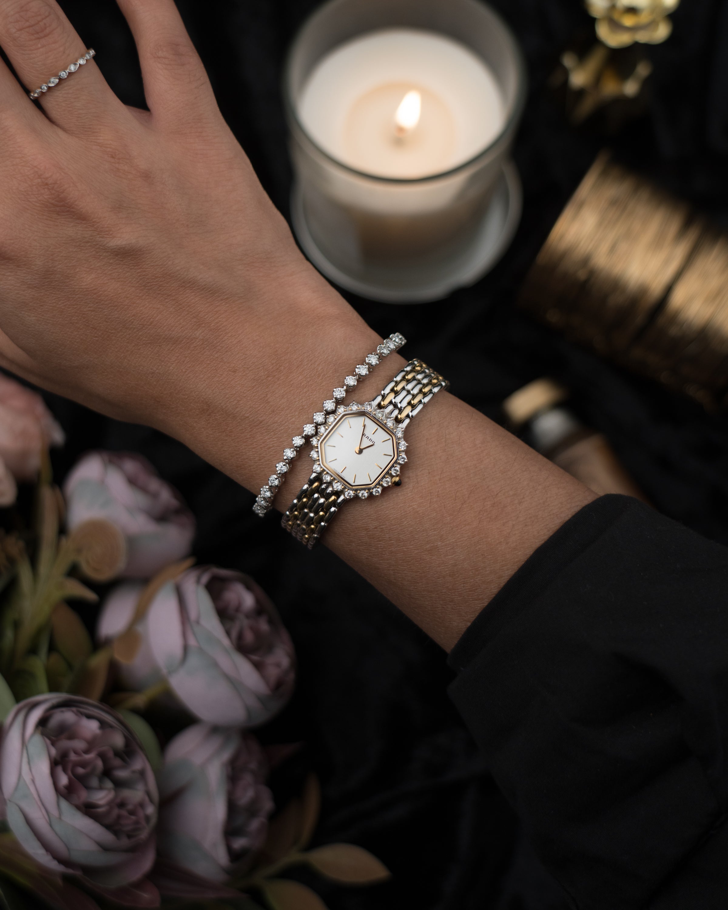 1980s Vintage Diamond Bezel Rado Quartz
