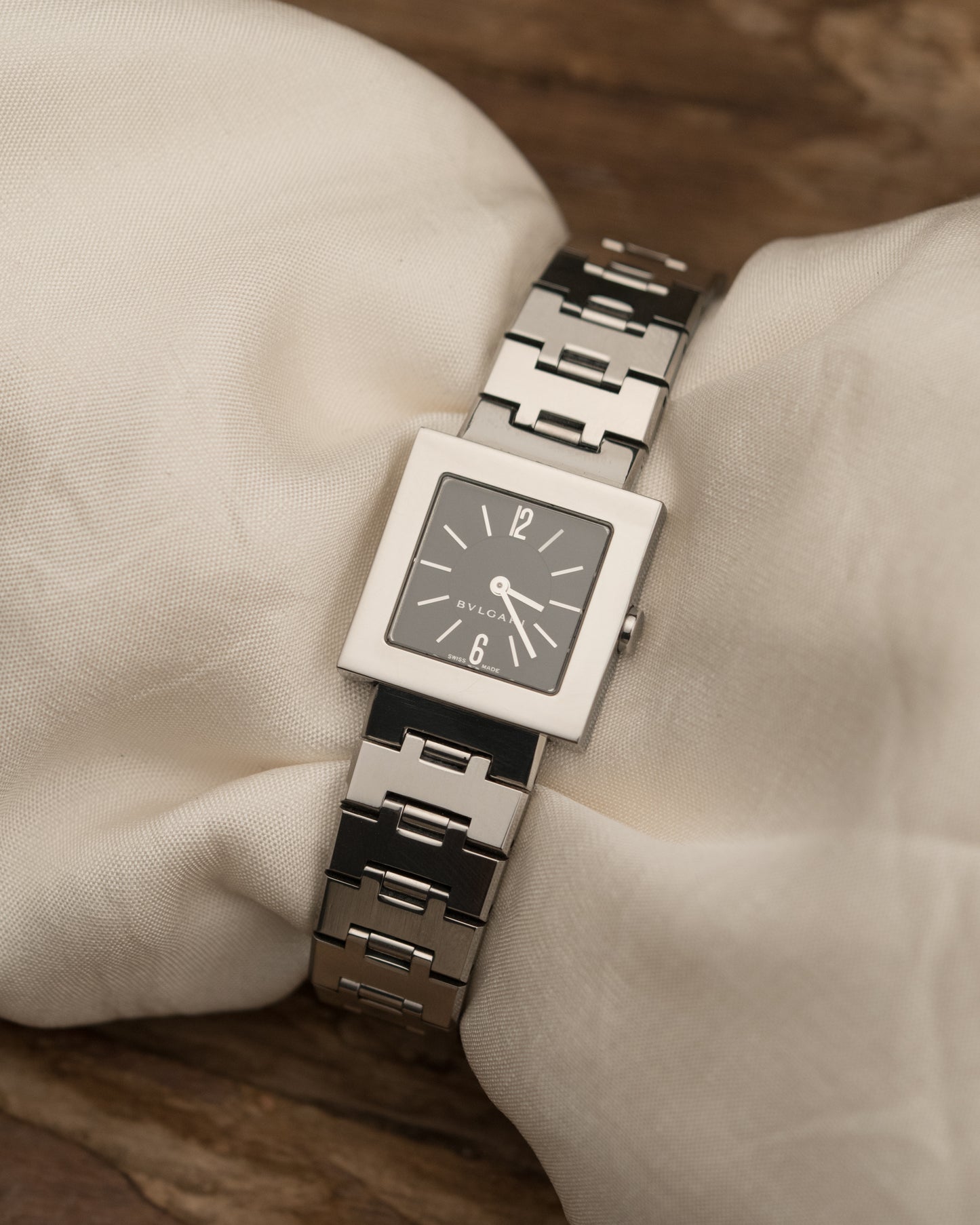 1990s Vintage Bvlgari Quadrato in Stainless Steel