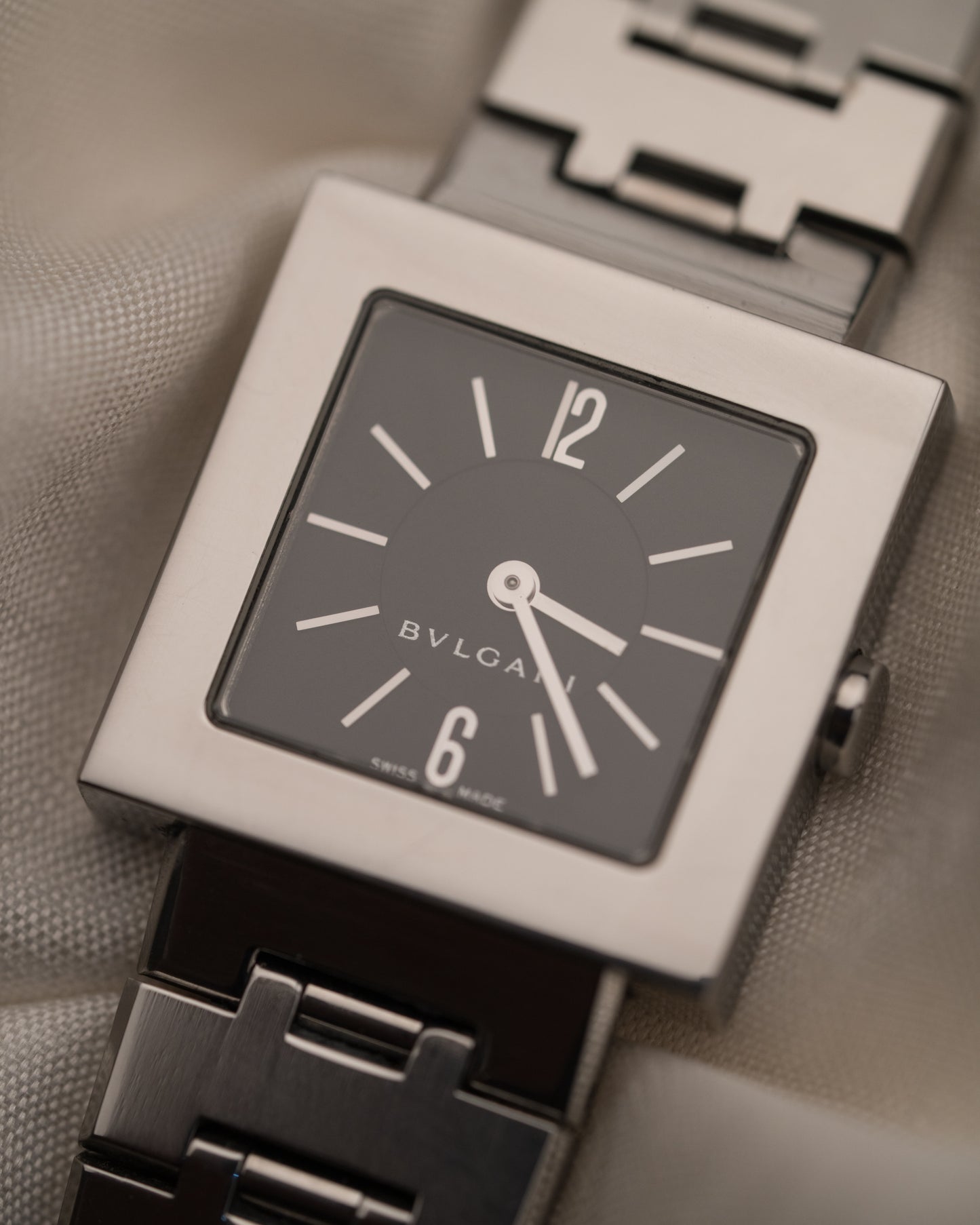 1990s Vintage Bvlgari Quadrato in Stainless Steel