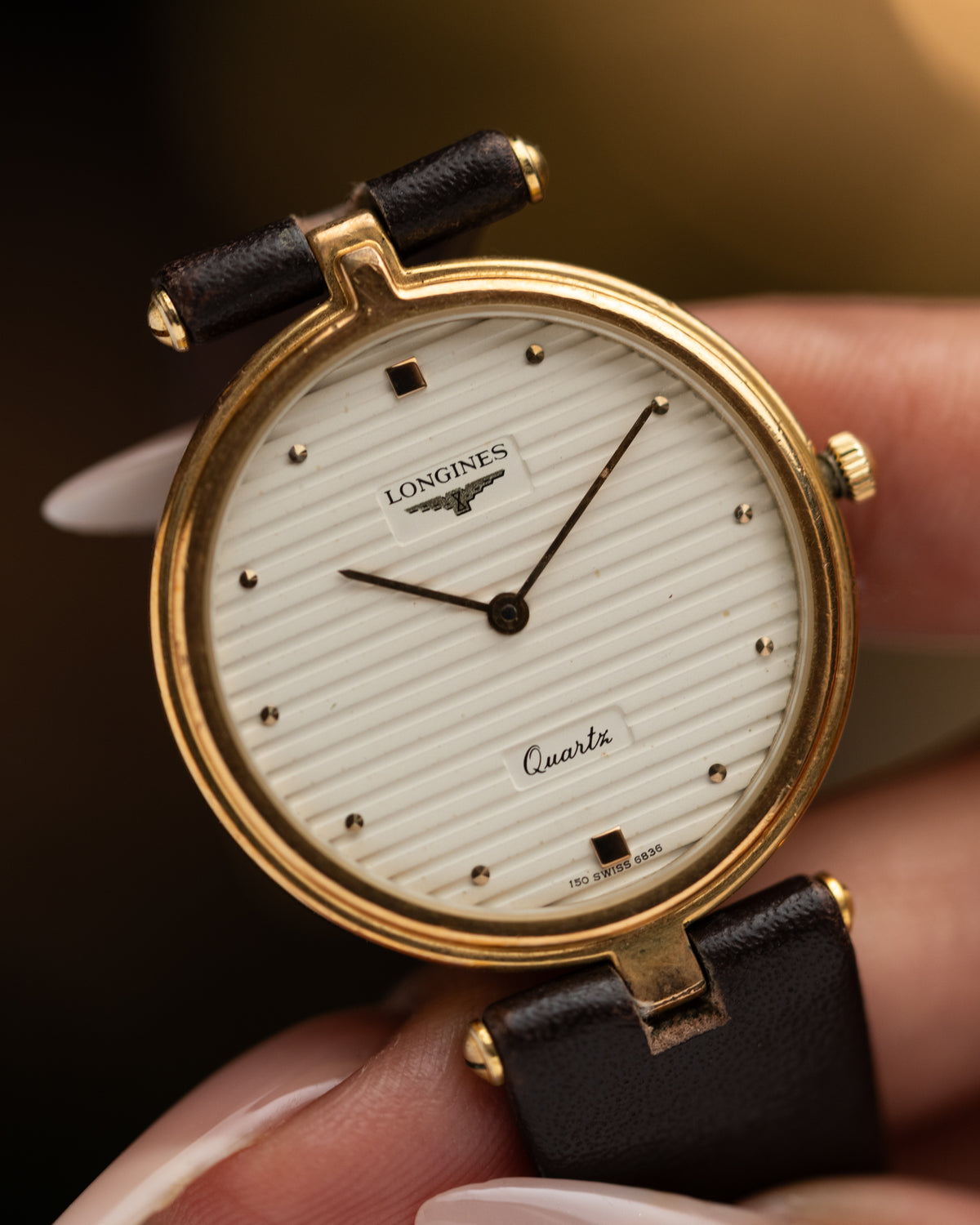 1980s Vintage Longines Ribbed Dial