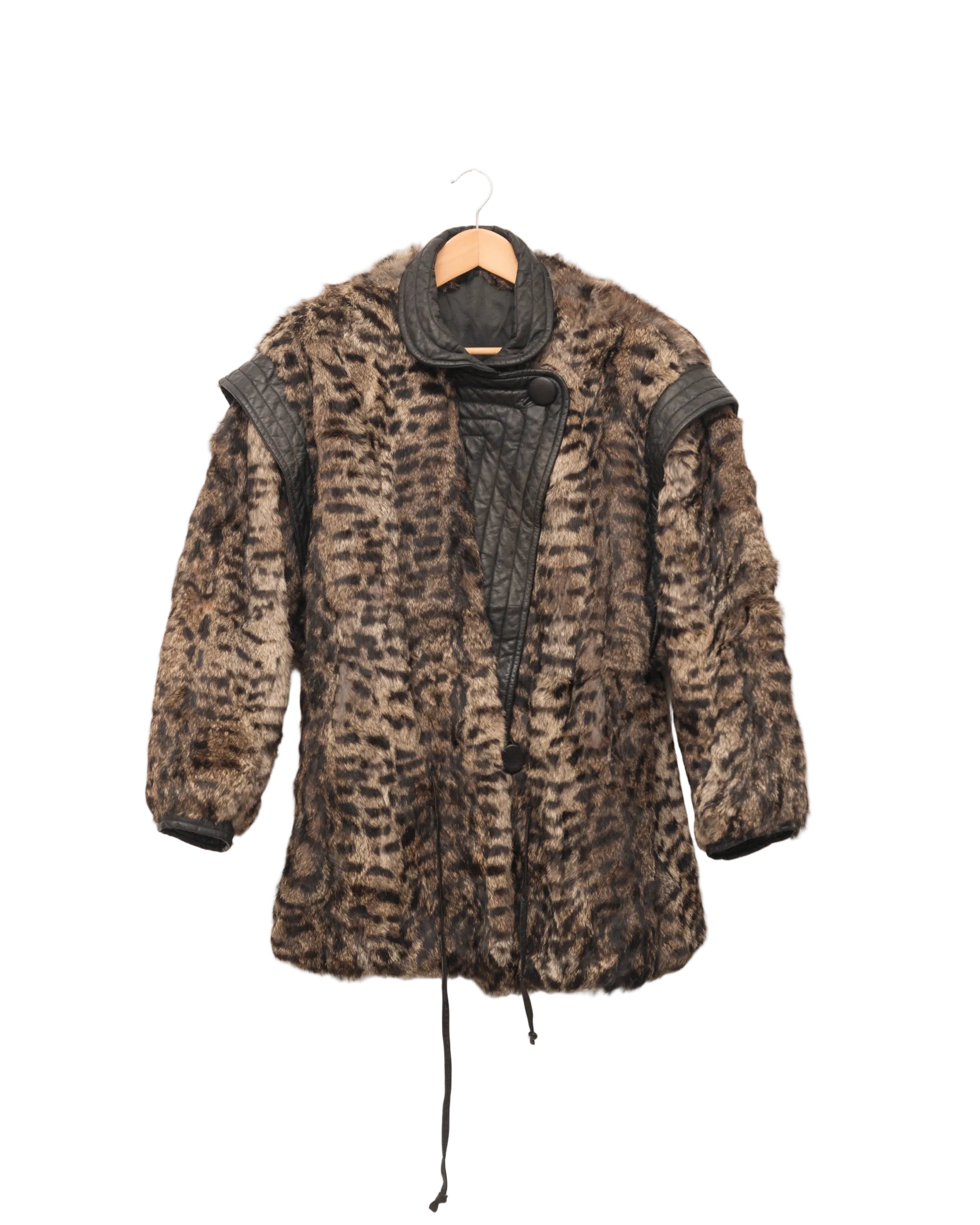 Rabbit Fur Jacket with Leather details