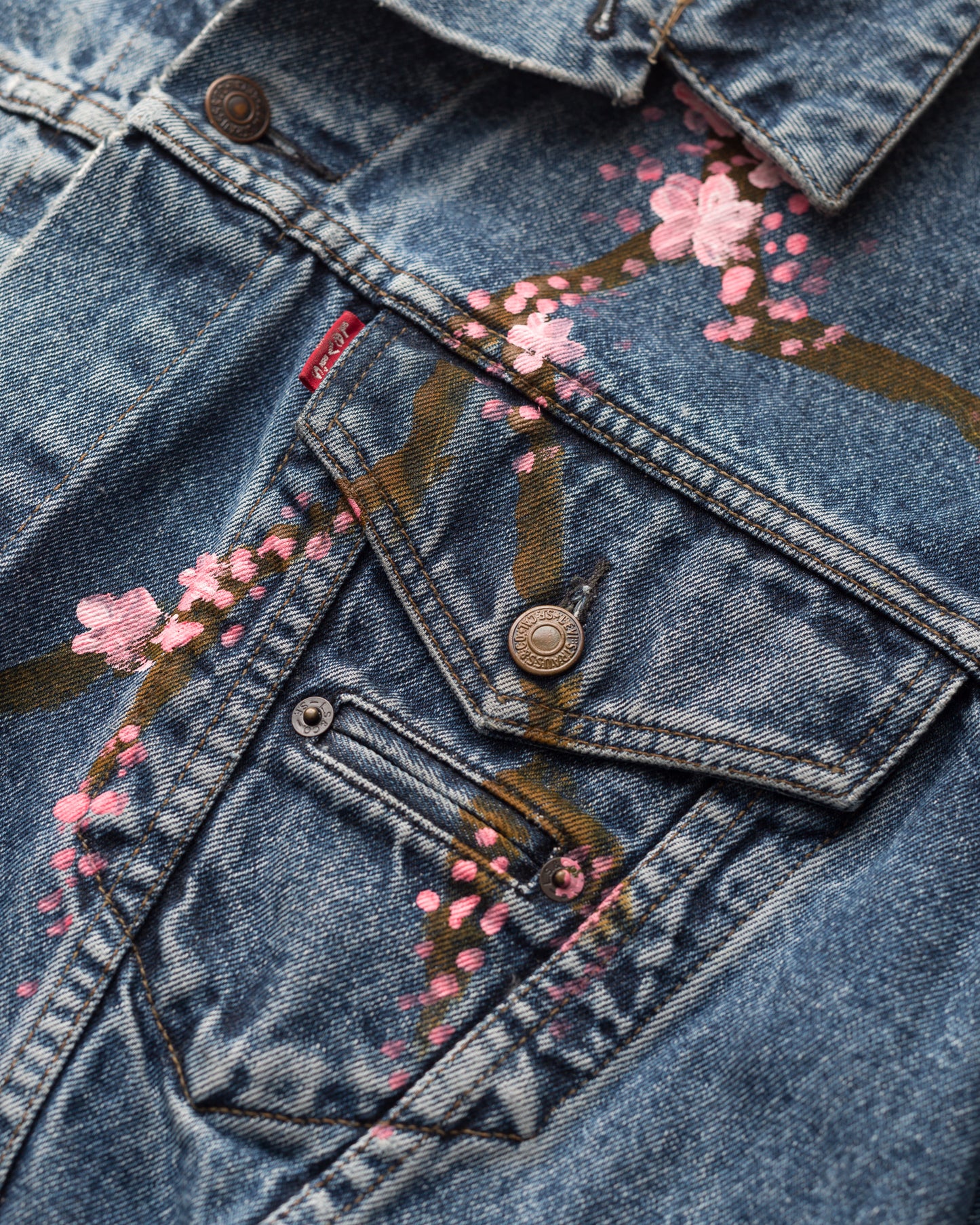 Handpainted Sakura Vintage Denim Levi’s Jacket