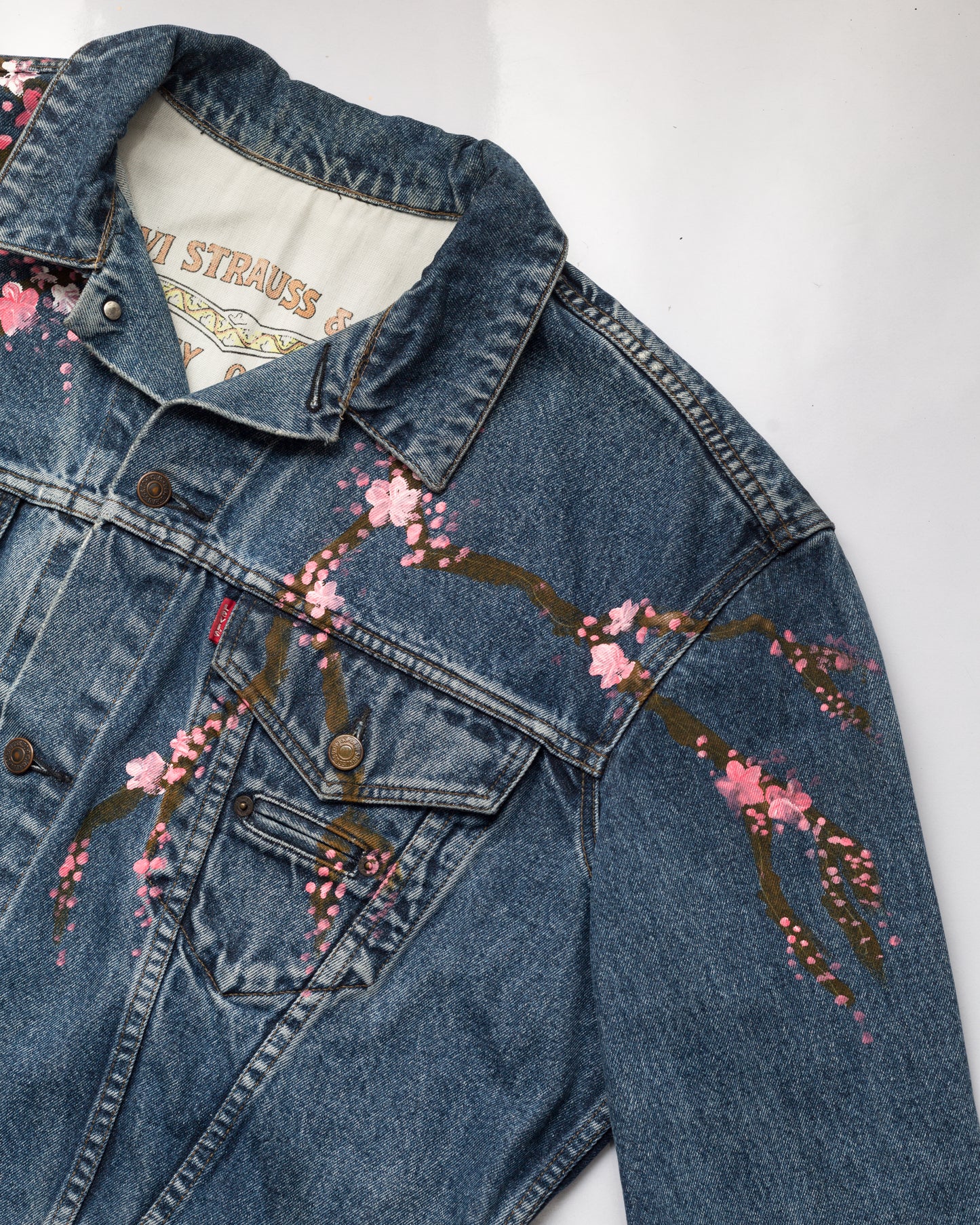 Handpainted Sakura Vintage Denim Levi’s Jacket