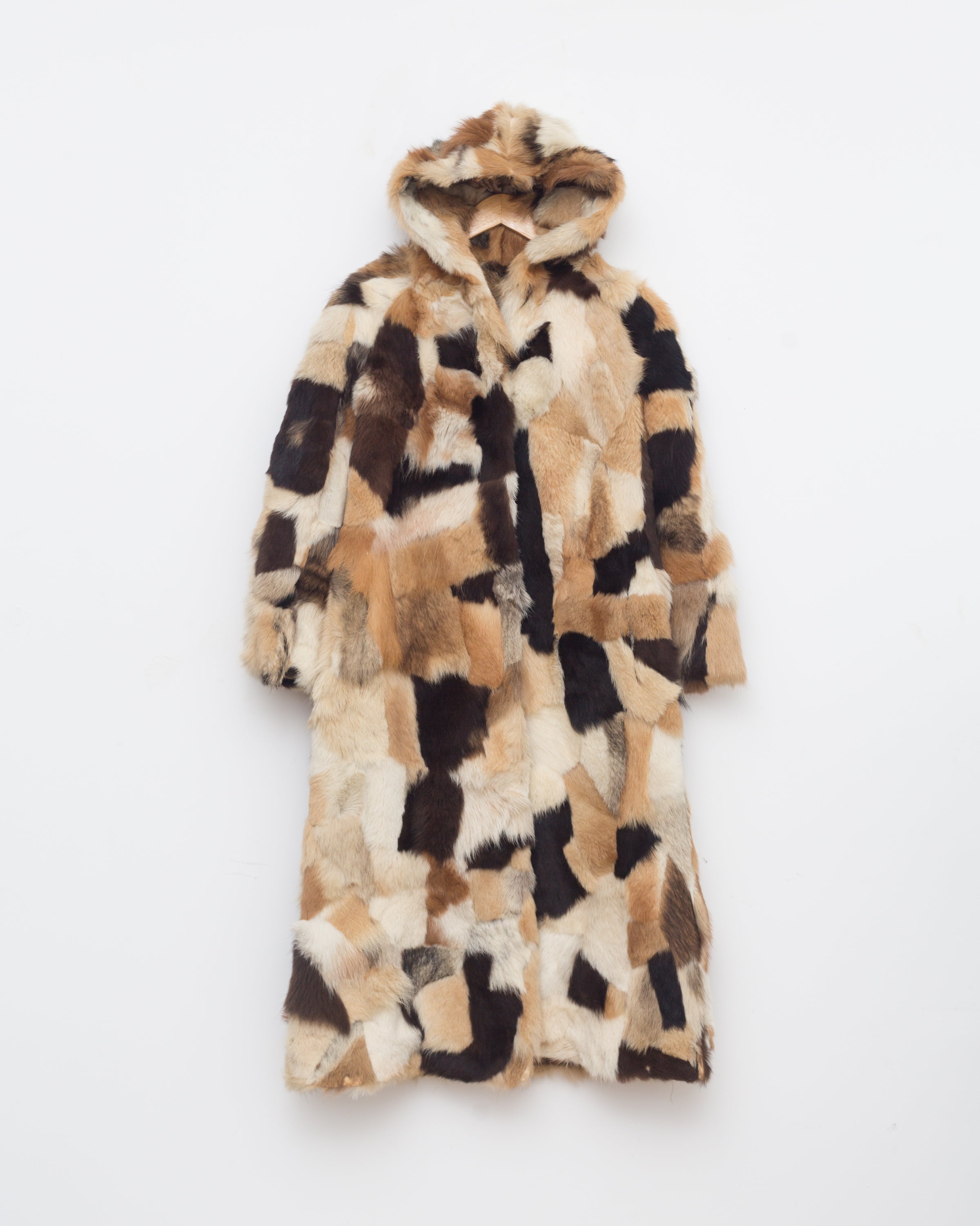 Vintage Rabbit Patchwork Hooded Coat