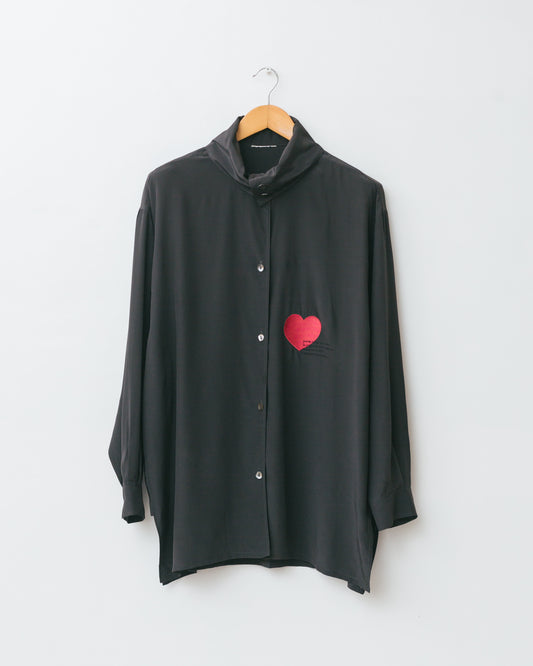 Heart Embroidered Pure Silk Shirt