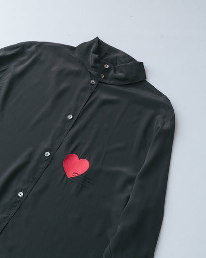 Heart Embroidered Pure Silk Shirt