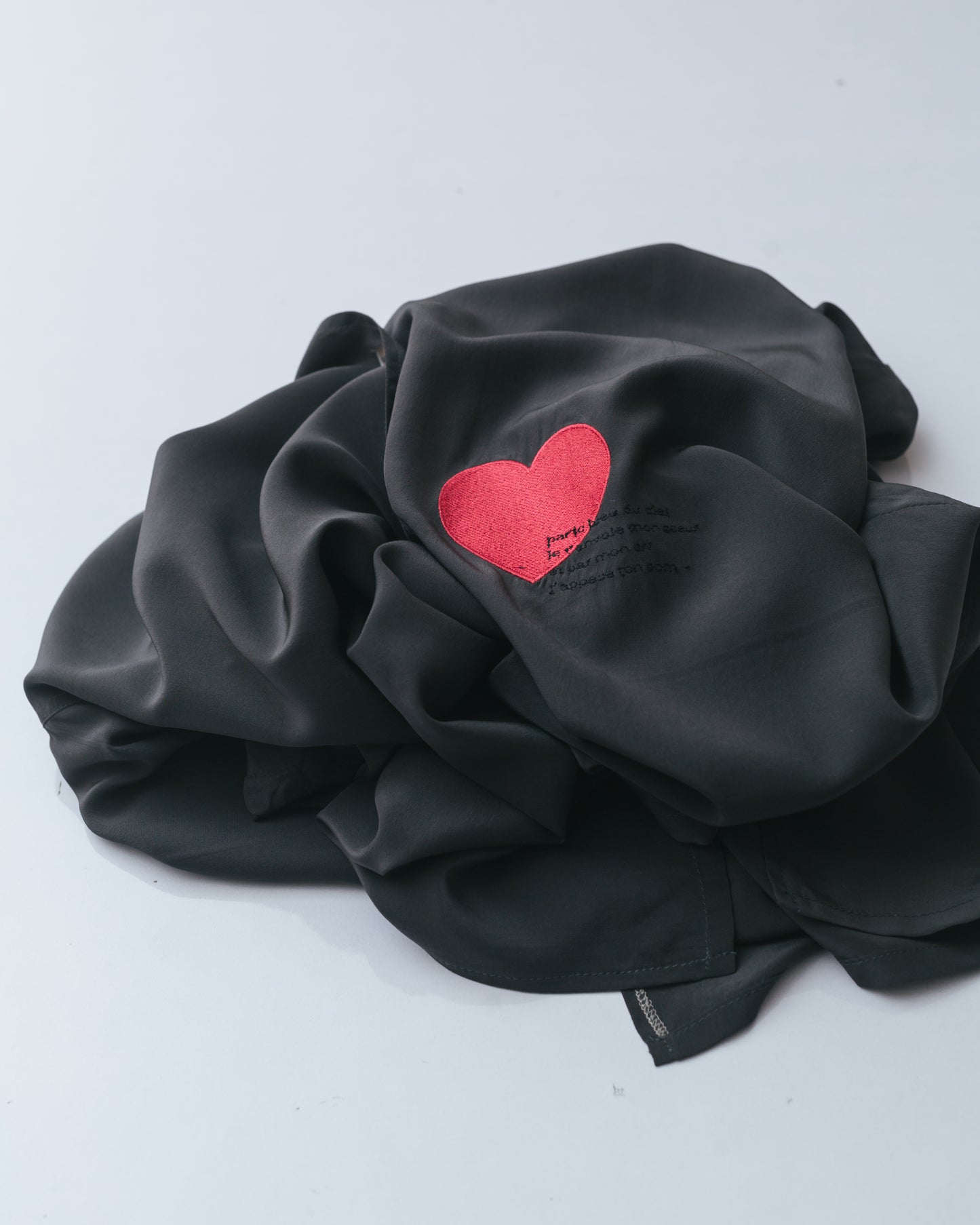 Heart Embroidered Pure Silk Shirt