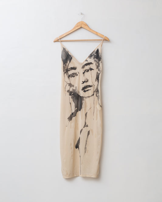 Handpainted Jil Sander Sheer Silk Slip Dress