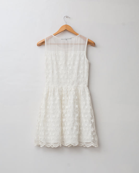 Micro Pleated Floral Lace Dress