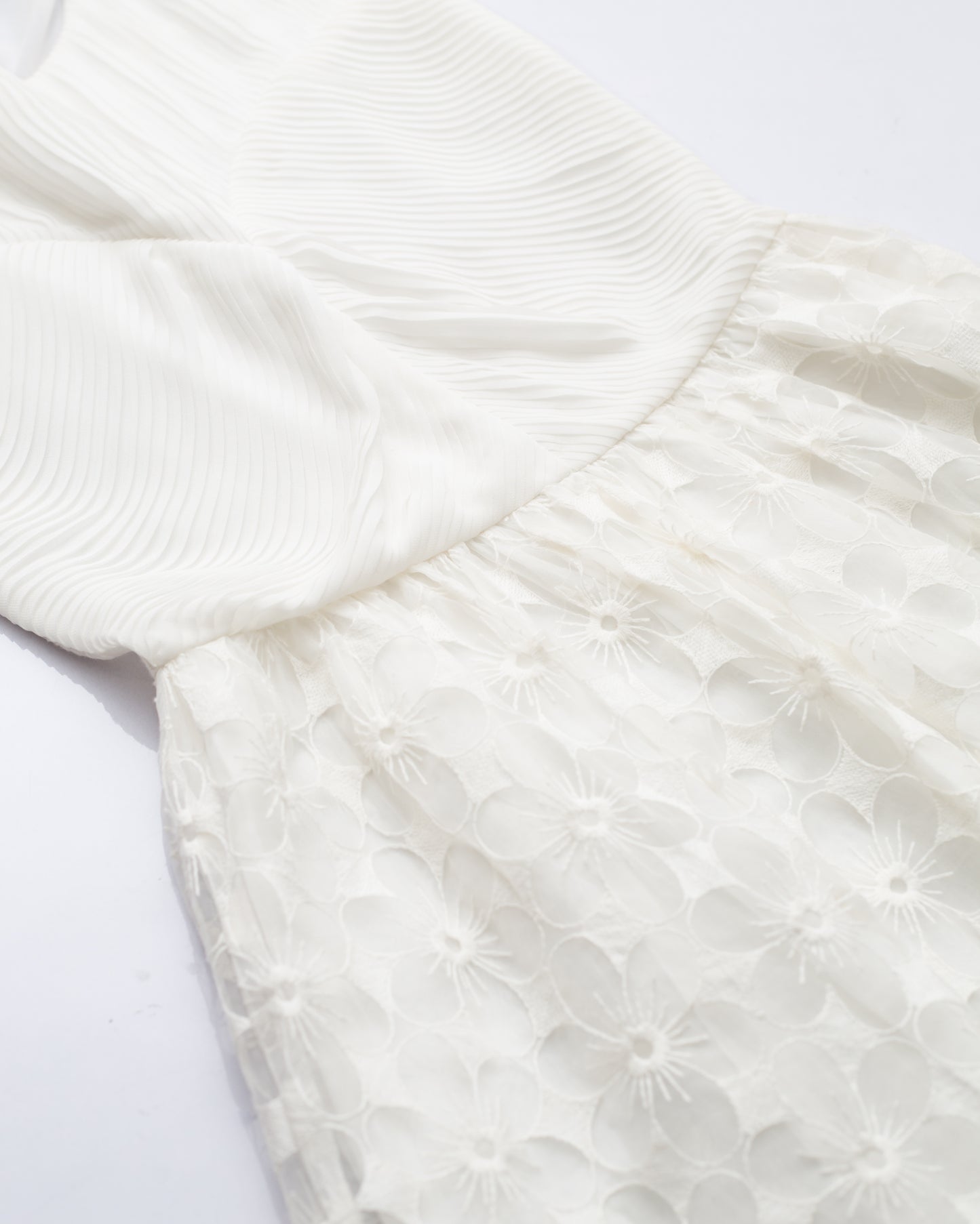 Micro Pleated Floral Lace Dress