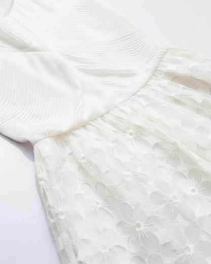 Micro Pleated Floral Lace Dress