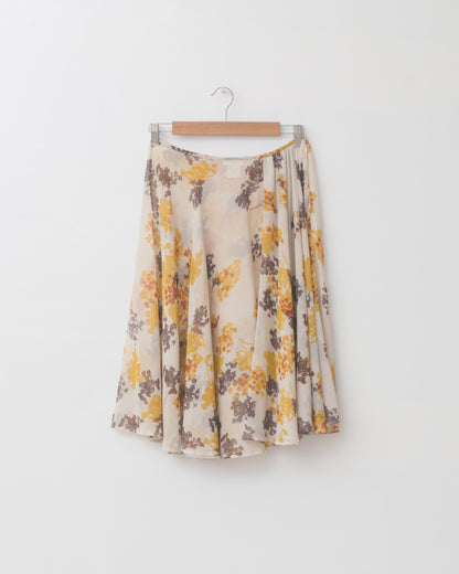 Sheer Floral Printed Skirt / Cape