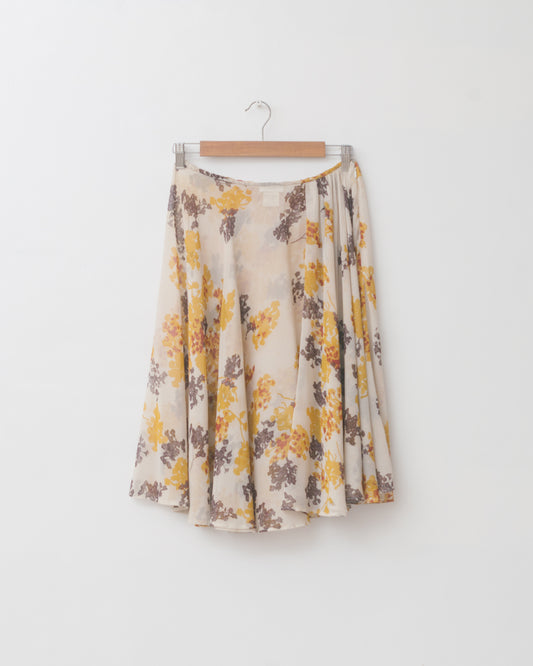 Sheer Floral Printed Skirt / Cape
