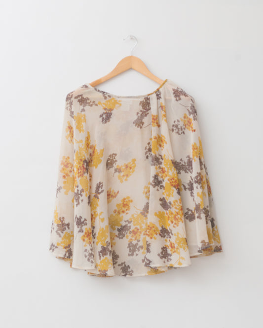 Sheer Floral Printed Skirt / Cape