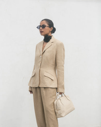 Custom Tailored Linen & Mulberry Silk Blazer