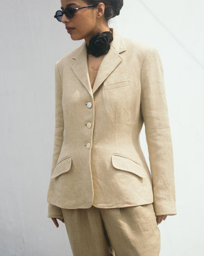 Custom Tailored Linen & Mulberry Silk Blazer
