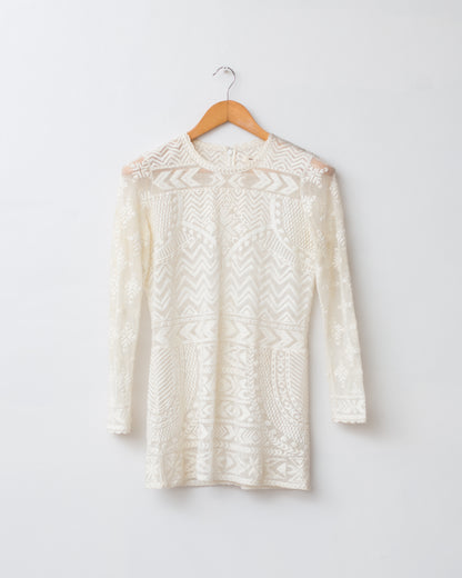 White Lace Embroidered Top