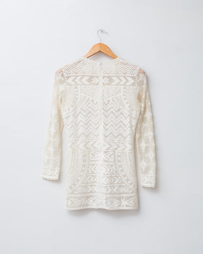 White Lace Embroidered Top