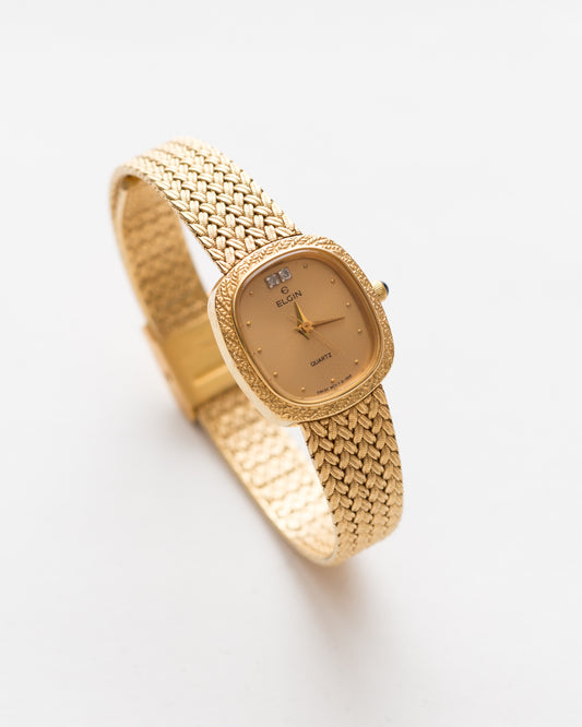Vintage Gold Elgin with Wheatchain Bracelet