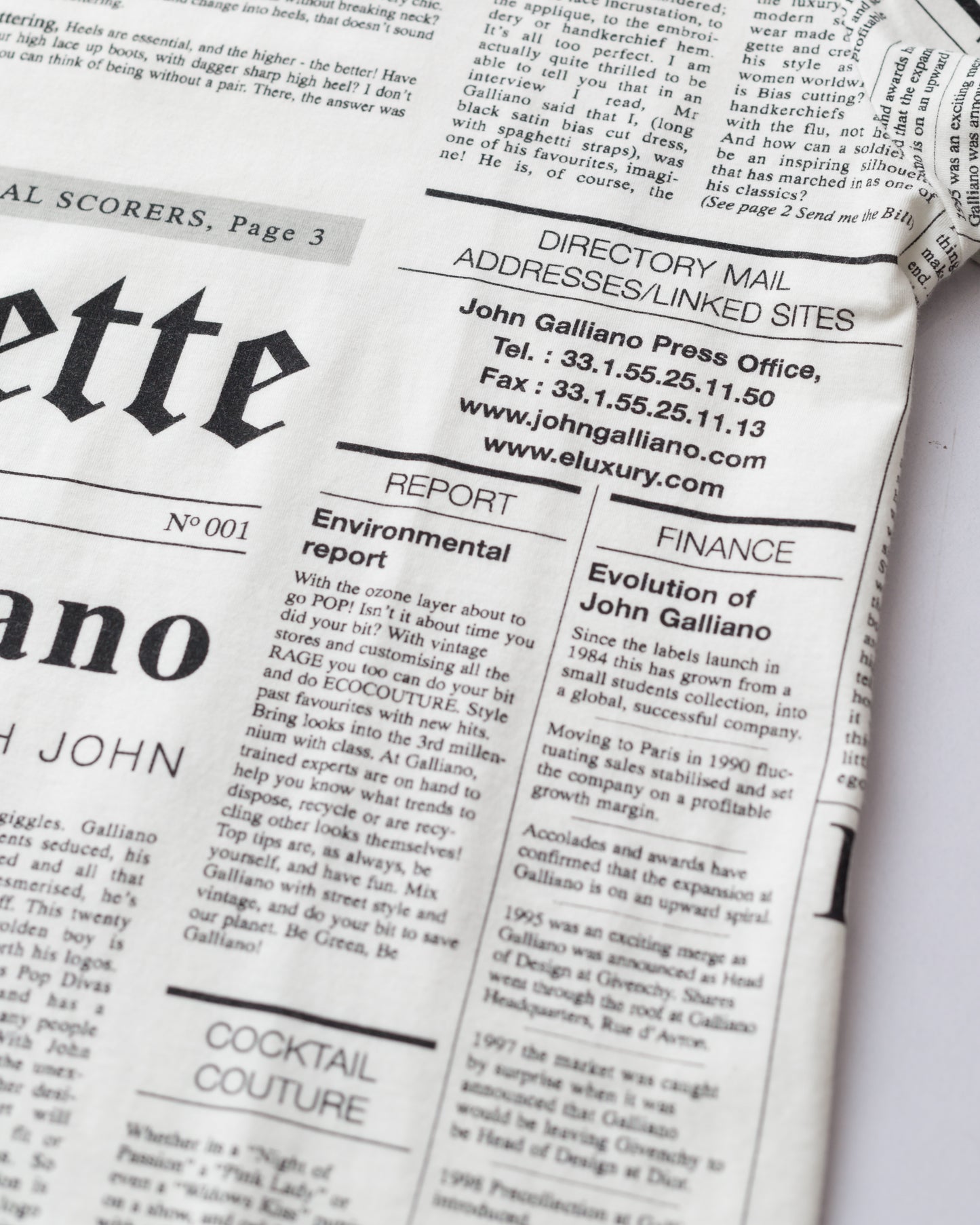 John Galliano Newspaper Print Tee